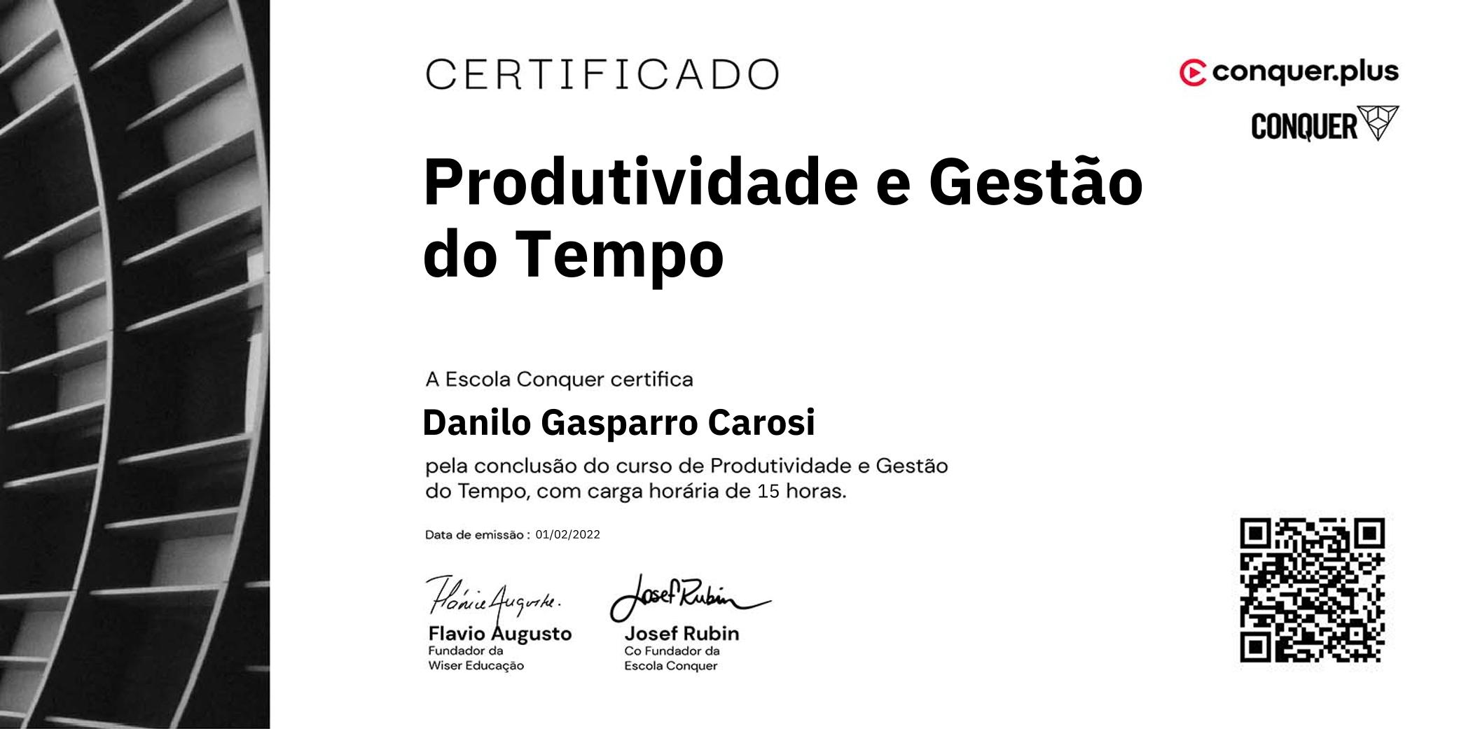 Certificado de Produtividade e Gestão do Tempo